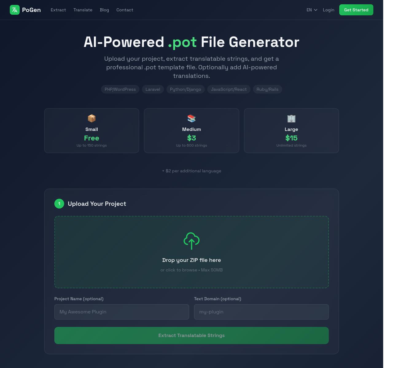 PoGen.org – AI-Powered .po File Generator